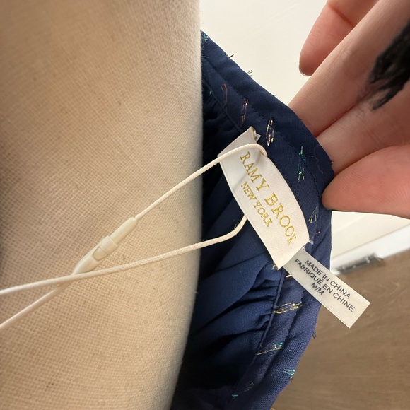 NWT Ramy Brook Deep Blue Blouse with Tie Neck - Picture 4 of 4